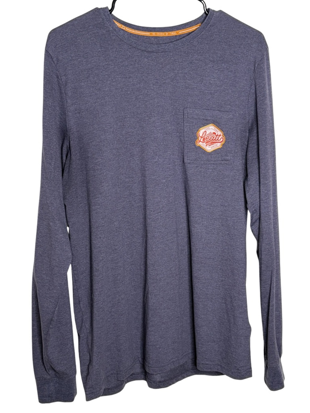 Leatt‎ Mens Large Long Sleeve Shirt Blue Pocket Logo Stretch Casual